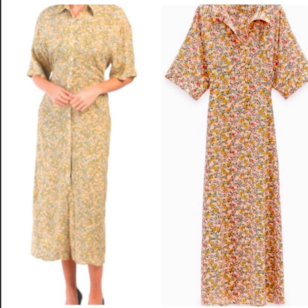 Zara floral print shirt maxi dress fits size S